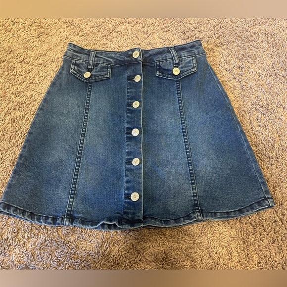 Hot Kiss Y2K Button Front Denim Mini Skirt A-Line Size 1 - Picture 2 of 5